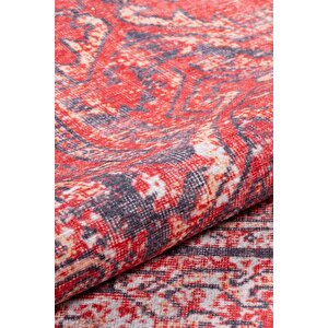 Blues Şönil Vintage Desenli Dokuma Taban Dekoratif Kırmızı Mutfak, Salon Halısı (al 269)
