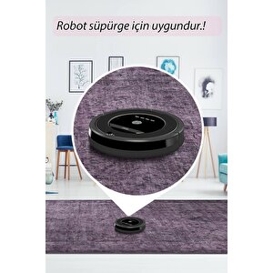 Folk Eskitme Desenli Dokuma Taban Dekoratif Mor Halı (ba 28)