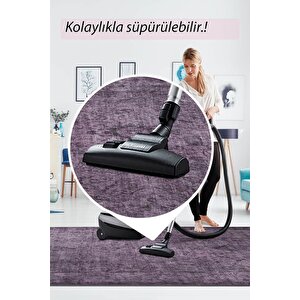 Folk Eskitme Desenli Dokuma Taban Dekoratif Mor Halı (ba 28)