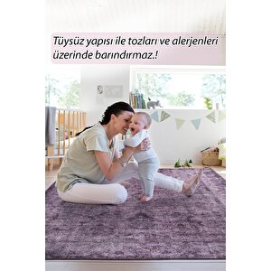 Folk Eskitme Desenli Dokuma Taban Dekoratif Mor Halı (ba 28)