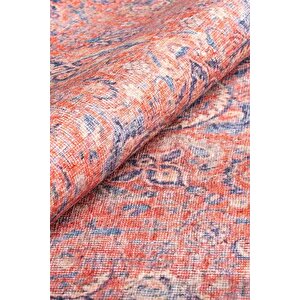 Vintage Eskitme Desenli Halı, Dokuma Taban Dekoratif Şönil Kırmızı Halı Blues Al 370