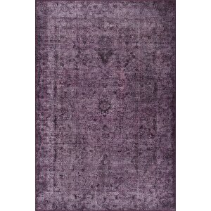 Folk Eskitme Desenli Dokuma Taban Dekoratif Mor Halı (ba 28) 75x300 cm