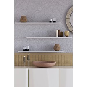 70 Cm 3lü Mat Beyaz Mdf Uçan Duvar Rafı Gizli Bağlantı Kitaplık