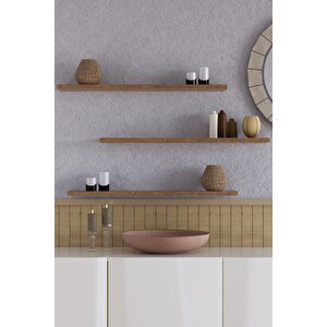 70 Cm 3lü Safir Meşe Mdf Uçan Duvar Rafı Gizli Bağlantı Kitaplık