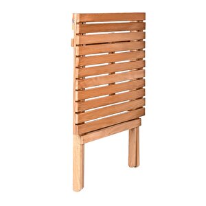 Bysay Ahşap Katlanir Puf Mi̇nderli̇ 3 Lü Bi̇stro Set Bahçe Takimi (naturel)
