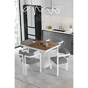 Bi̇anco Lake Mdf Ayak Tokyo Demonte Sandalye 80x80 Yemek Masası Mutfak Masası 4 Kişilik Akçaağaç