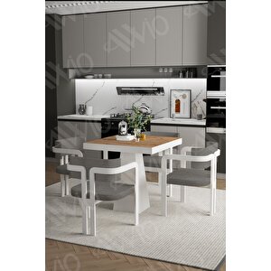 Bi̇anco Lake Mdf Ayak Tokyo Demonte Sandalye 80x80 Yemek Masası Mutfak Masası 4 Kişilik Akçaağaç