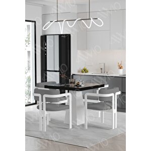 Bi̇anco Lake Mdf Ayak Tokyo Demonte Sandalye 80x80 Yemek Masası Mutfak Masası 4 Kişilik Siyah Mermer