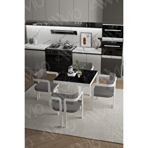 Bi̇anco Lake Mdf Ayak Tokyo Demonte Sandalye 80x80 Yemek Masası Mutfak Masası 4 Kişilik