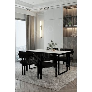 Mary Metal Ayak Tokyo Demonte Sandalye 80x120 Yemek Masası Mutfak Masası 4 Kişilik Beyaz