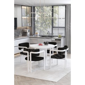 Sirius Bohem Ayak 4'lü Tokyo Metal Demonte Sandalye 90x90 Masa Sandalye Takımı Beyaz