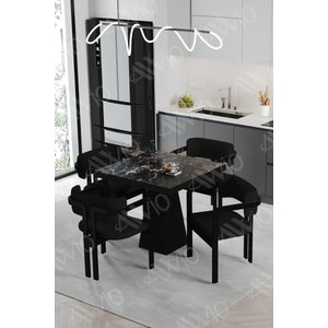 Si̇ri̇us Lake Mdf Ayak Tokyo Demonte Sandalye 80x80 Yemek Masası Mutfak Masası 4 Kişilik Siyah Mermer