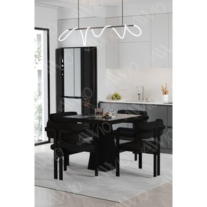 Si̇ri̇us Lake Mdf Ayak Tokyo Demonte Sandalye 80x80 Yemek Masası Mutfak Masası 4 Kişilik Siyah Mermer