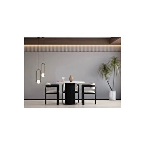Bella Ptt Lake Mdf Ayak 4'lü Tokyo Metal Demonte Sandalye 90x90 Masa Sandalye Takımı Beyaz