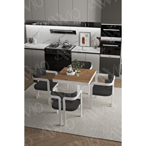 Dora Lake Mdf Ayak Tokyo Demonte Sandalye 80x80 Yemek Masası Mutfak Masası 4 Kişilik Akçaağaç