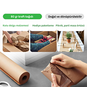 Kraft Rulo Ambalaj Kağıdı, Çeyiz, Hediye Paketleme, Çiçek Buket, Diy Kağıdı, 80 Gr - 70cm X 50m
