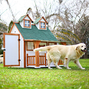 Mandu Isıtıcılı Ultra Lüks Ahşap Köpek Kulübesi (evi)