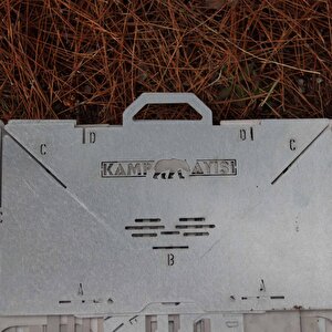 Kamp Ayısı® Grillfish™ Katlanır Özel Kutulu 2mm Galvaniz Çelik Balık Izgaralı Mangal & Ateş Çukuru