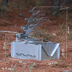 Kamp Ayısı® Grillfish™ Katlanır Özel Kutulu 2mm Galvaniz Çelik Balık Izgaralı Mangal & Ateş Çukuru