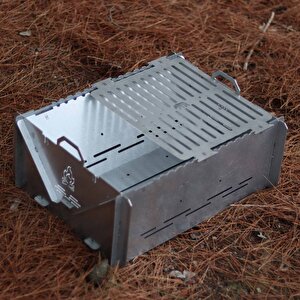 Kamp Ayısı® Grillfish™ Katlanır Özel Kutulu 2mm Galvaniz Çelik Balık Izgaralı Mangal & Ateş Çukuru