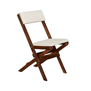 Bysay Ahşap Katlanir Döşeme Mi̇nderli̇ 3 Lü Bi̇stro Set Bahçe Takimi (cevi̇z-krem) Krem