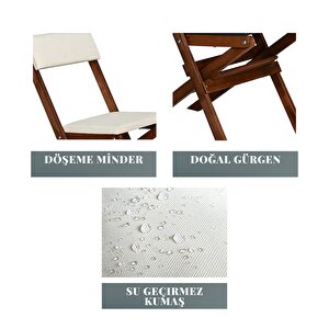 Bysay Ahşap Katlanir Döşeme Mi̇nderli̇ 3 Lü Bi̇stro Set Bahçe Takimi (cevi̇z-krem)