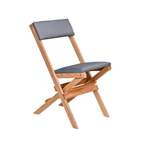 Bysay Ahşap Döşeme Mi̇nderli̇ Katlanir  Bahçe Mutfak Balkon Teras Sandalyesi̇ (naturel-gri̇) Gri