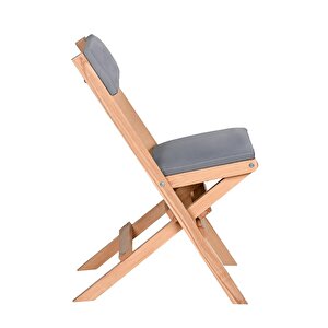 Bysay Ahşap Döşeme Mi̇nderli̇ Katlanir  Bahçe Mutfak Balkon Teras Sandalyesi̇ (naturel-gri̇) Gri