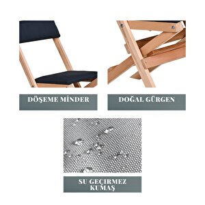 Bysay Ahşap Döşeme Mi̇nderli̇ Katlanir  Bahçe Mutfak Balkon Teras Sandalyesi̇ (naturel-antrasi̇t)