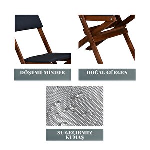 Bysay Ahşap Döşeme Mi̇nderli̇ Katlanir  Bahçe Mutfak Balkon Teras Sandalyesi̇ (cevi̇z-antrasi̇t)