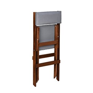Bysay Ahşap Döşeme Mi̇nderli̇ Katlanir  Bahçe Mutfak Balkon Teras Sandalyesi̇ (cevi̇z-gri̇) Gri