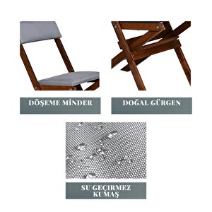 Bysay Ahşap Döşeme Mi̇nderli̇ Katlanir  Bahçe Mutfak Balkon Teras Sandalyesi̇ (cevi̇z-gri̇)