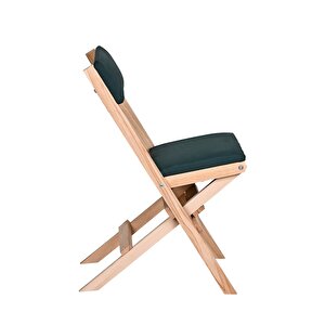 Bysay Ahşap Döşeme Mi̇nderli̇ Katlanir  Bahçe Mutfak Balkon Teras Sandalyesi̇ (naturel-yeşi̇l) Yeşil
