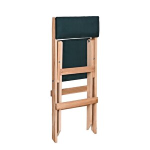 Bysay Ahşap Döşeme Mi̇nderli̇ Katlanir  Bahçe Mutfak Balkon Teras Sandalyesi̇ (naturel-yeşi̇l) Yeşil