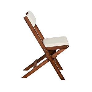 Bysay Ahşap Döşeme Mi̇nderli̇ Katlanir  Bahçe Mutfak Balkon Teras Sandalyesi̇ (cevi̇z-krem) Krem