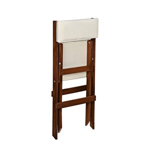 Bysay Ahşap Döşeme Mi̇nderli̇ Katlanir  Bahçe Mutfak Balkon Teras Sandalyesi̇ (cevi̇z-krem) Krem