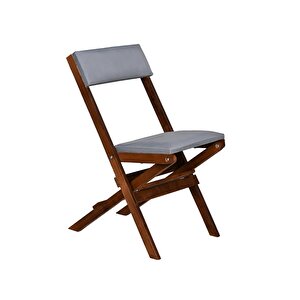 Bysay Ahşap Katlanir Döşeme Mi̇nderli̇ 3 Lü Bi̇stro Set Bahçe Takimi (cevi̇z-gri̇) Gri