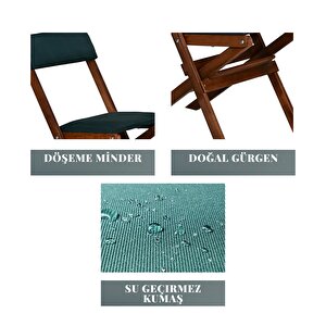 Bysay Ahşap Katlanir Döşeme Mi̇nderli̇ 3 Lü Bi̇stro Set Bahçe Takimi (cevi̇z-yeşi̇l)