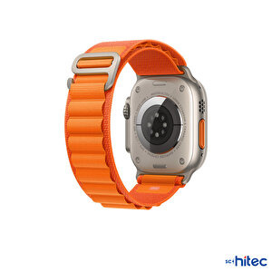 Schitec 42-44mm Yeni Nesil Apple Uyumlu Akıllı Saat Kordonu Hasır Kancalı Turuncu