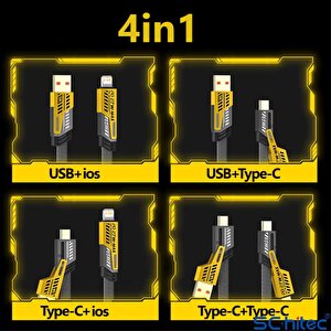 Schitec 4in1 65w/pd27w Usba To Lightining-type-c/type-c To Lightining-type-c Turbo Şarj Ve Data Kablosu