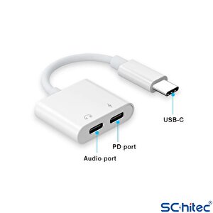 Schitec 2in1 Type-c Kulaklık Ve Şarj Dönüştürücü Hızlı Şarj Adaptör Jh032