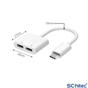 Schitec 2in1 Type-c Kulaklık Ve Şarj Dönüştürücü Hızlı Şarj Adaptör Jh032