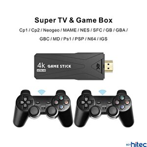 Schitec 4k Android Tv Stick Ve Retro Game Konsol 10000 Oyunlu 64gb Siyah