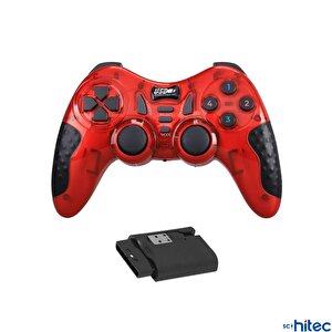 Schitec 7in1 Pc/ps2/ps2/ps3/pc360/tv/tvbox/android Cihazlar Ile Uyumlu Kablosuz Gamepad Kırmızı