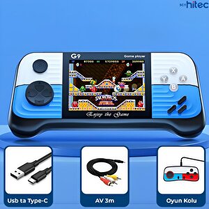 Schitec G9 Retro 3.0 Inç Tv Bağlanan 2.joystickli Oyun Konsolu Mavi (666 Klasik Oyunlar)