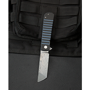 Bestech Titan Karbon Fiber Ve G10 Saplı Ara Katman: 2,96'' Damascus Çakı Bl05a