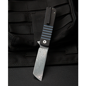 Bestech Titan Karbon Fiber Ve G10 Saplı Ara Katman: 2,96'' Damascus Çakı Bl05a