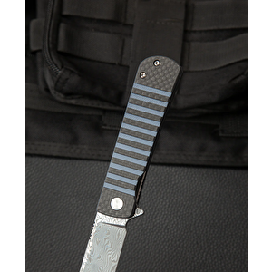 Bestech Titan Karbon Fiber Ve G10 Saplı Ara Katman: 2,96'' Damascus Çakı Bl05a
