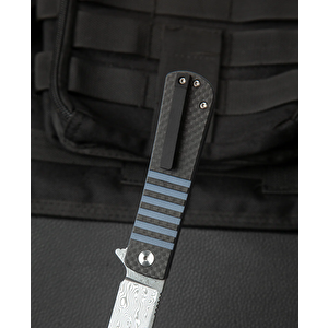 Bestech Titan Karbon Fiber Ve G10 Saplı Ara Katman: 2,96'' Damascus Çakı Bl05a