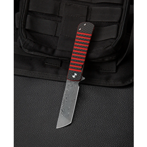 Bestech Titan Karbon Fiber Ve G10 Saplı Ara Katman: 2,96'' Damascus Çakı Bl05b
